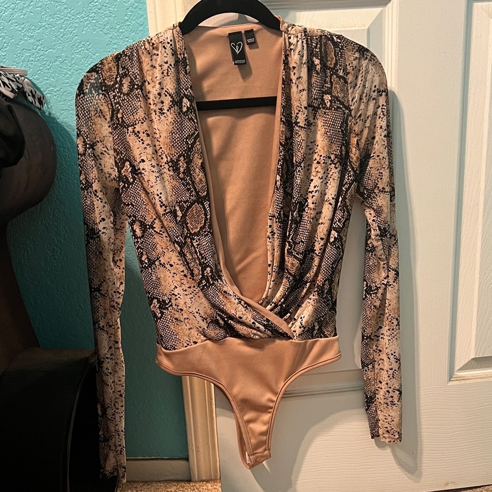 Windsor Beige and Black Snakeskin Bodysuit